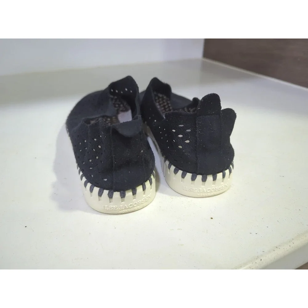 Ilse Jacobsen Tulip Plateau Black Perforated Slip On Sneakers EU 36 US 6-6.5